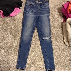 American Eagle Outfitters Distressed Blue Skinny Jeans